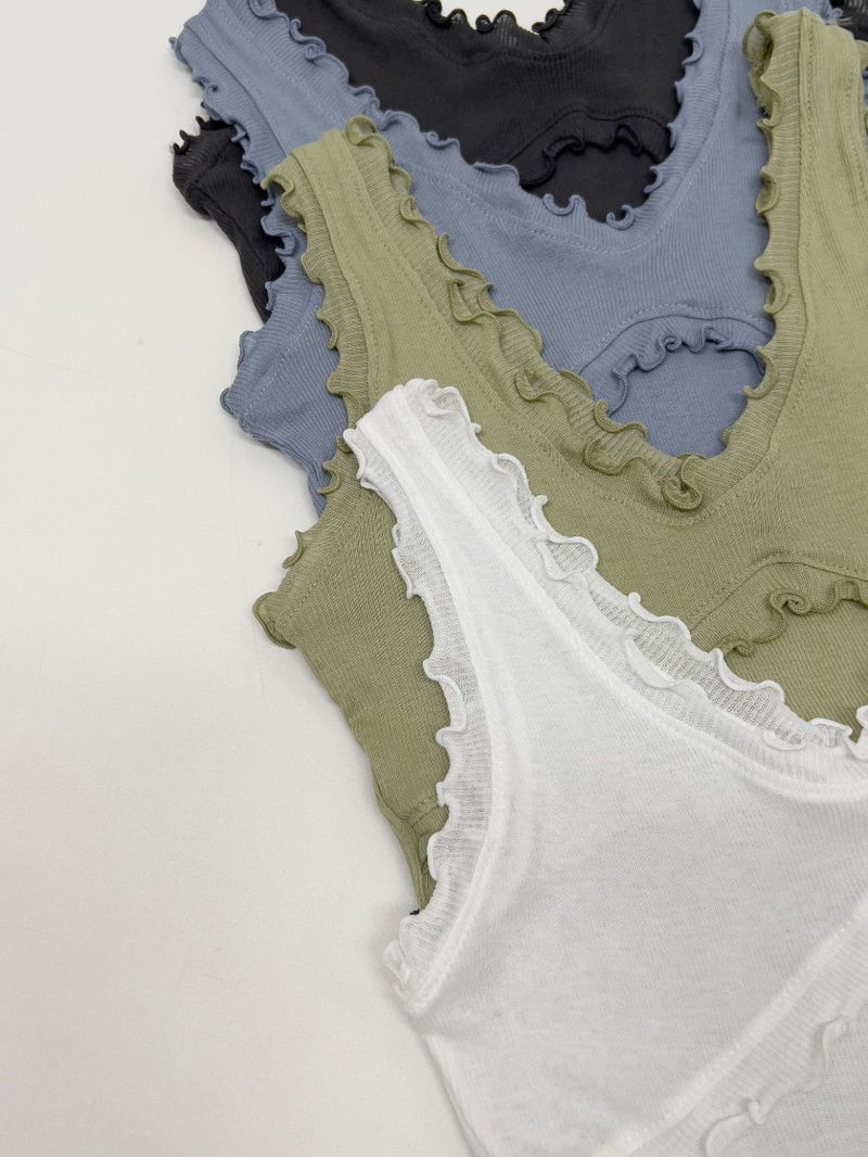Ruffle V-Neck Sleeveless Top