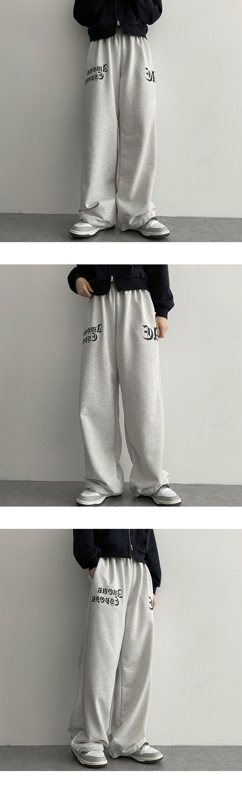 Hearts String Lettering Banded Waist Pants