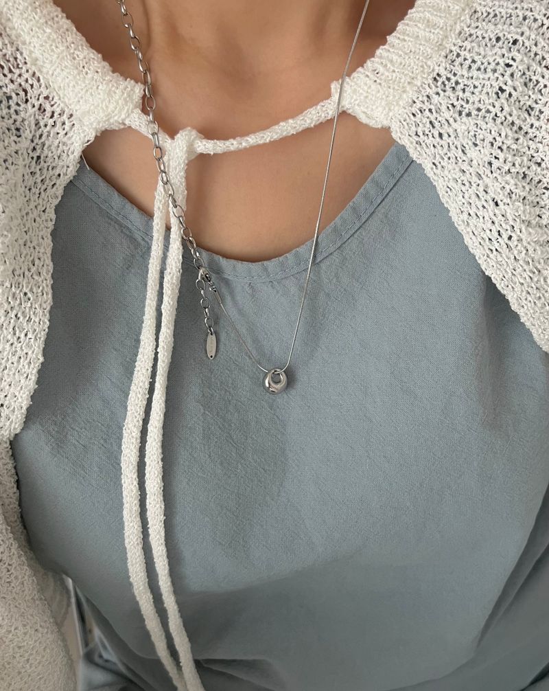 ddo vertical bold donut coin two way long layered necklace