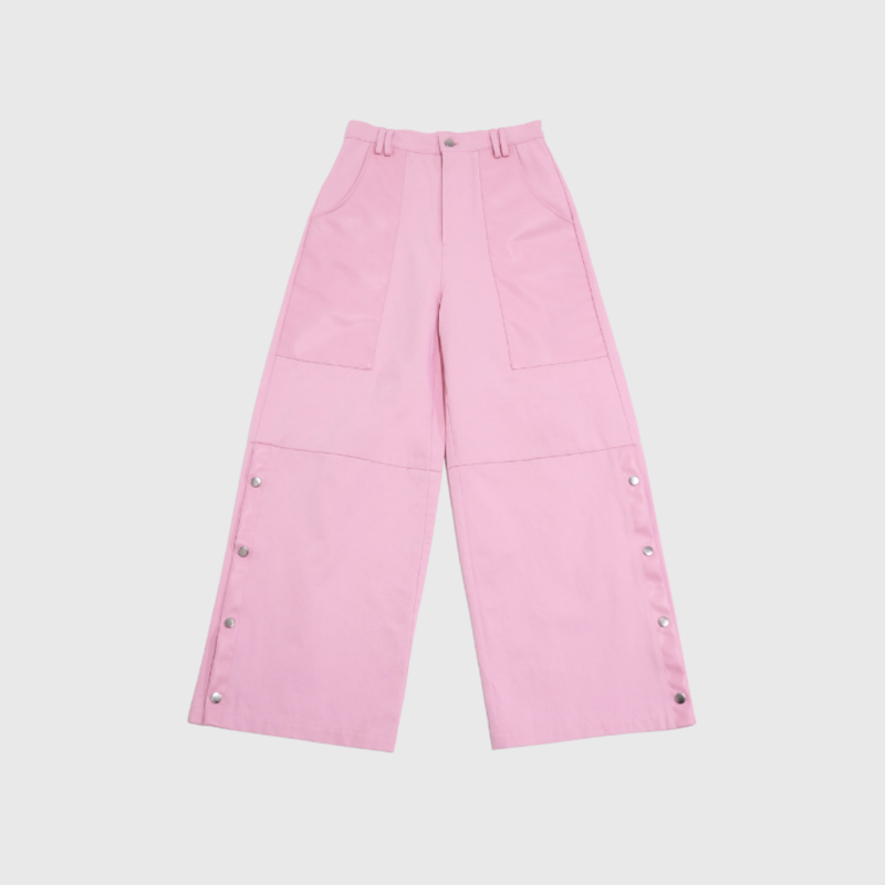 leather mix snap pants