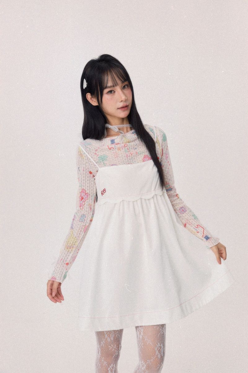 Dear Days Puffy Mini Dress (White)