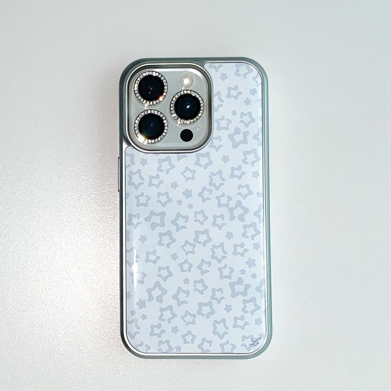 [MADE] STAR LEOPARD PHONE CASE GREY (epoxy silver bumper)