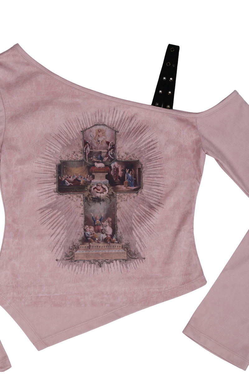 ONE SHOULDER SUEDE TOP #PINK