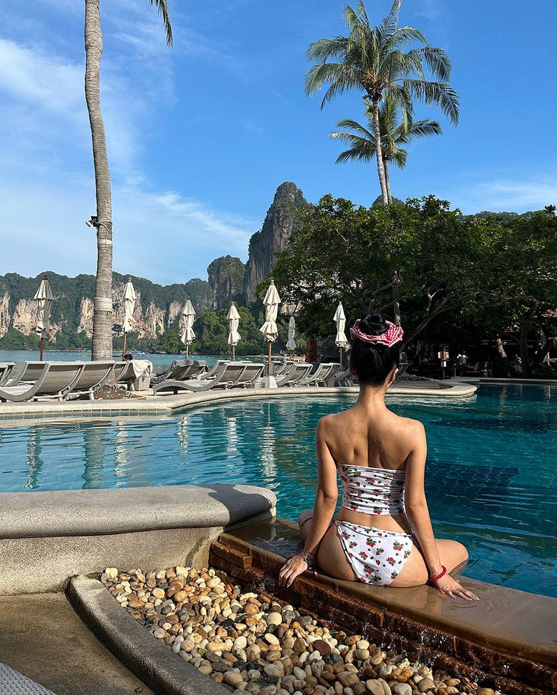 a strawberry tube top bikini
