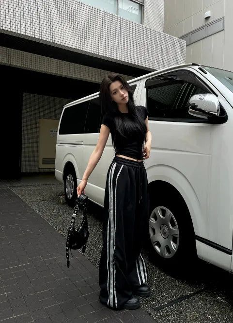 シルバートラックウェーブエッジワイドパンツ