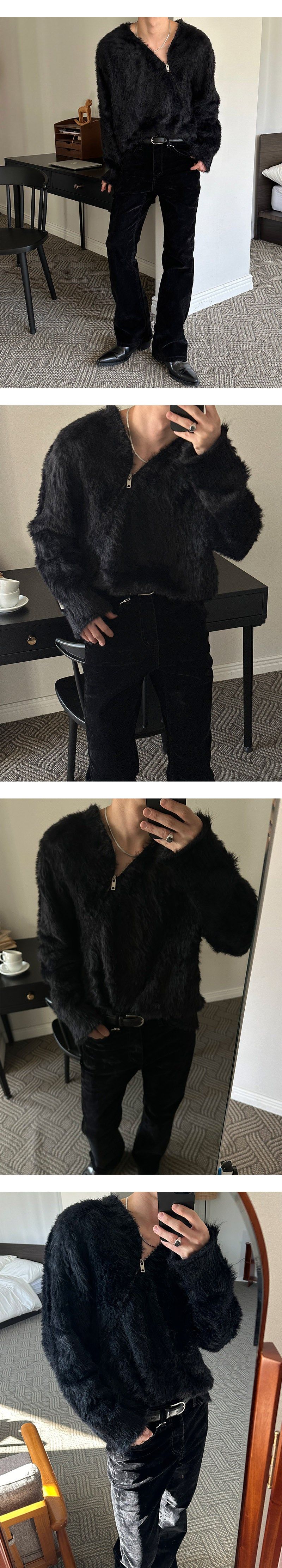 [F/W] Angora brush side zipper knit(2color)