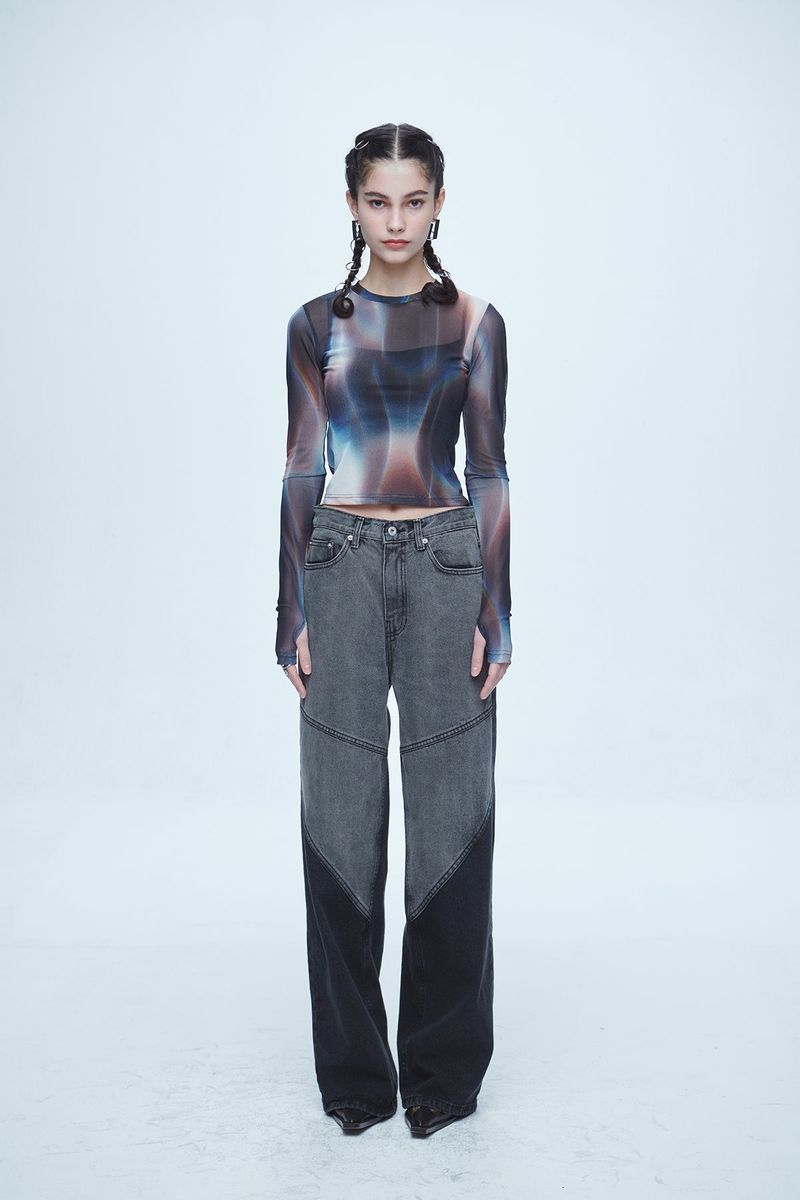 Hyper Brush Washing Wide Denim Pants Black
