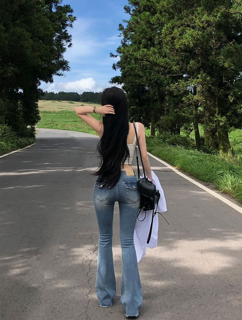 [BELLIDE MADE] Back pocket, low-rise flared denim pants