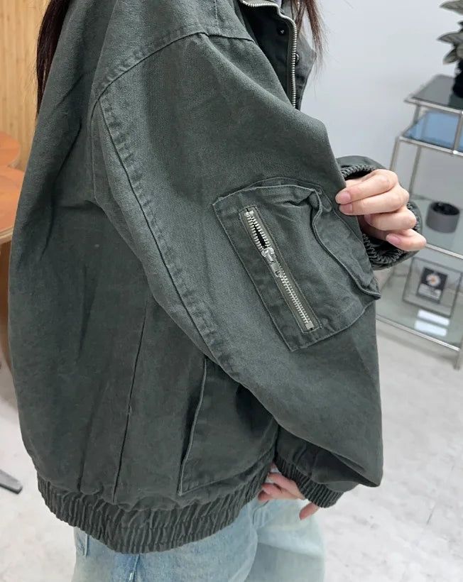 Denz Washed High-Neck Field Jacket