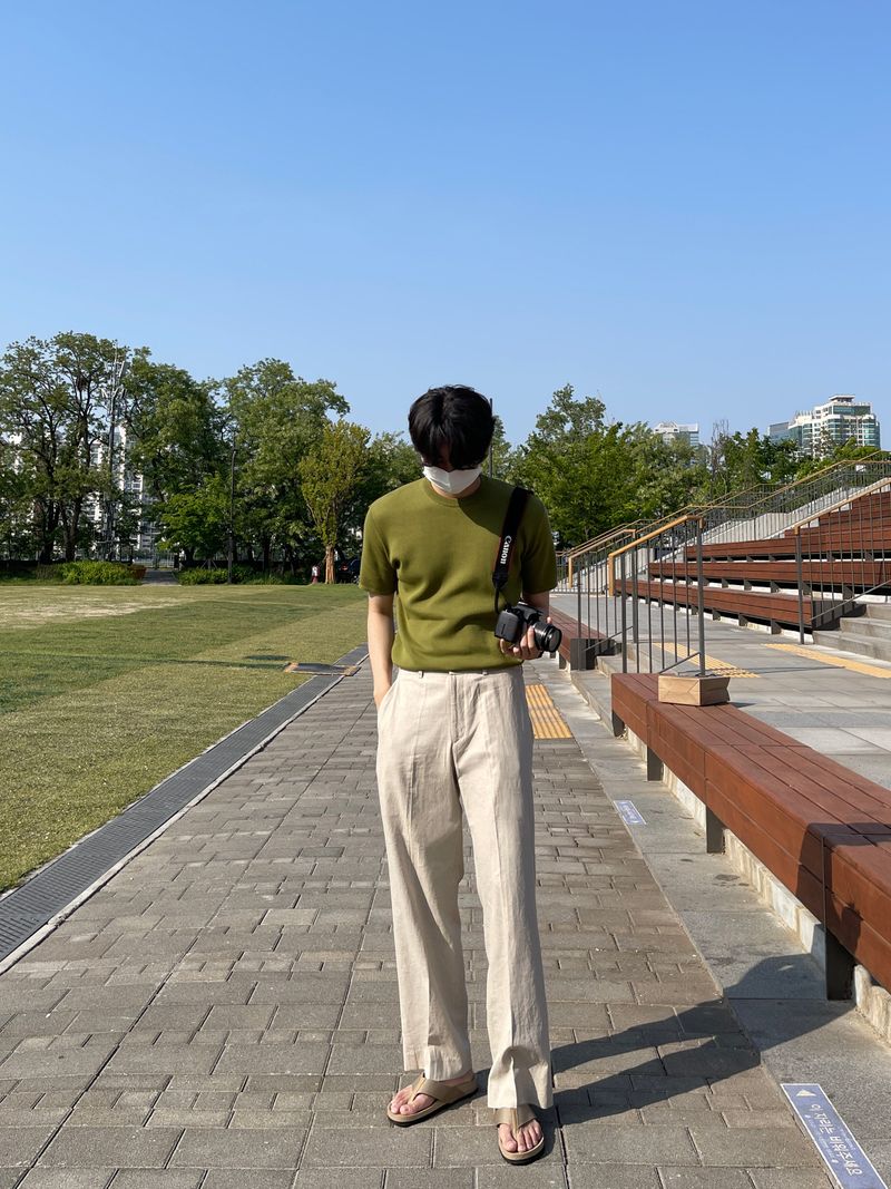Summer linen ice back banding slacks (3 colors)