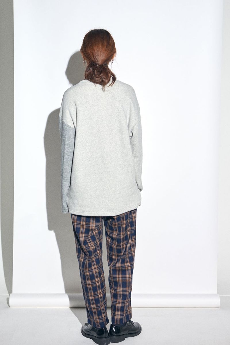 KNIT X TERRY COMBINATION POCKET TEE (Gray)
