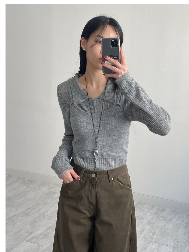 INCHANT ME（インチャントミー）の「[Bustier set] Collar Wool See-through Knit（Tops）」