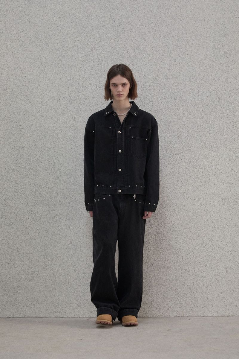 Studded selvage washed denim - Jacket