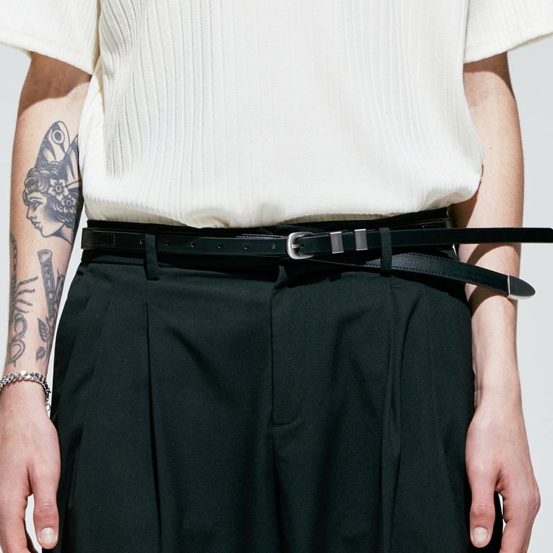 layered strap thin western belt