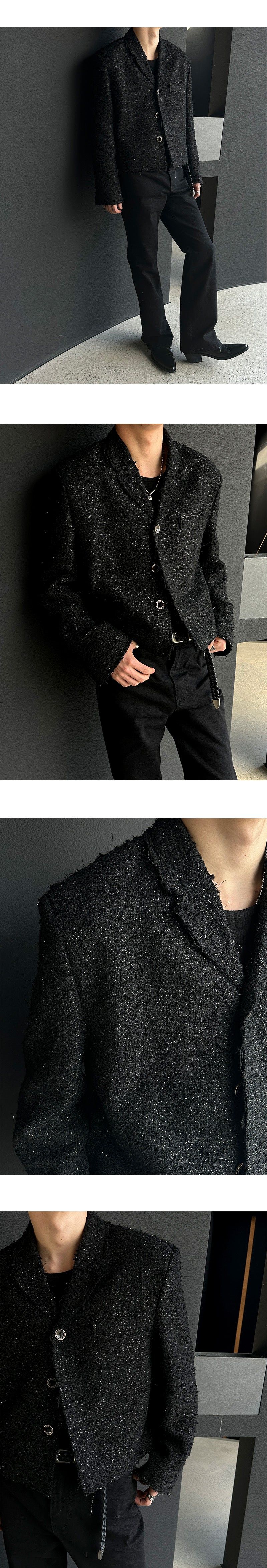 [PREMIUM] Crush glitter tweed jacket(2color)