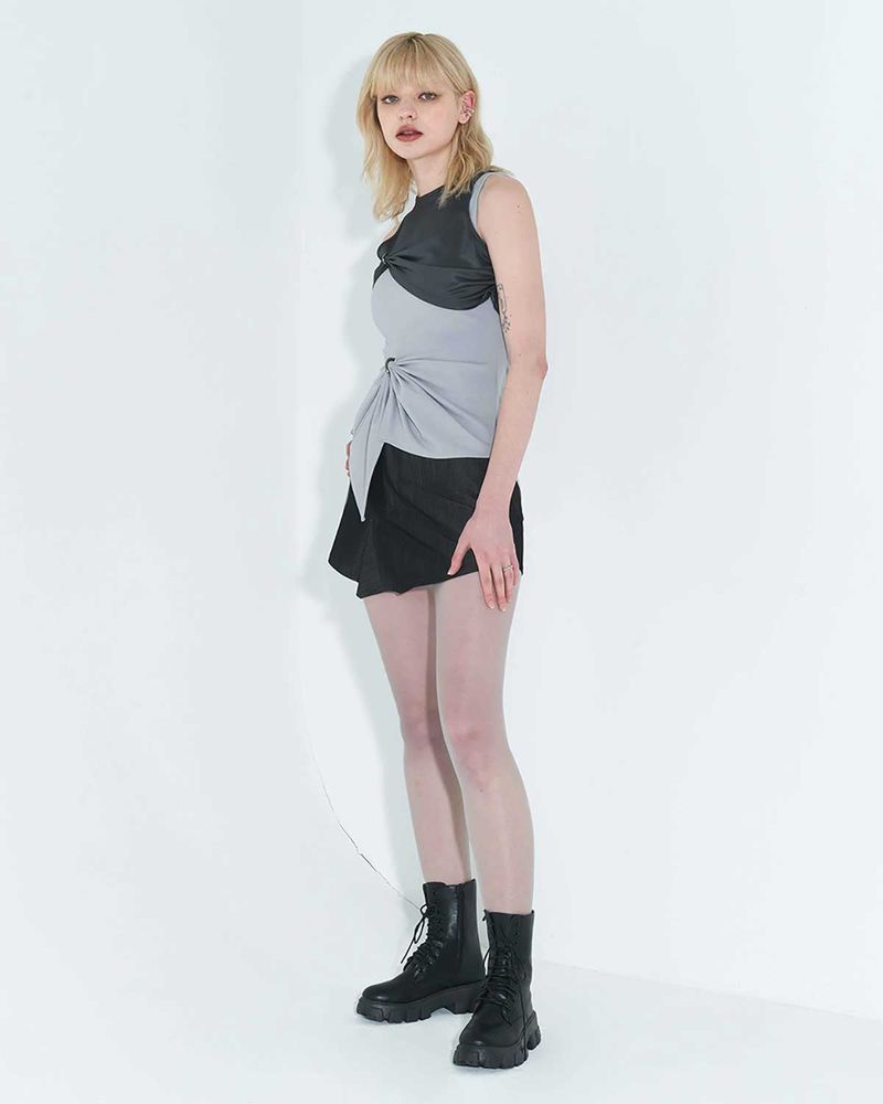 Chain Link Layered Top _ Grey