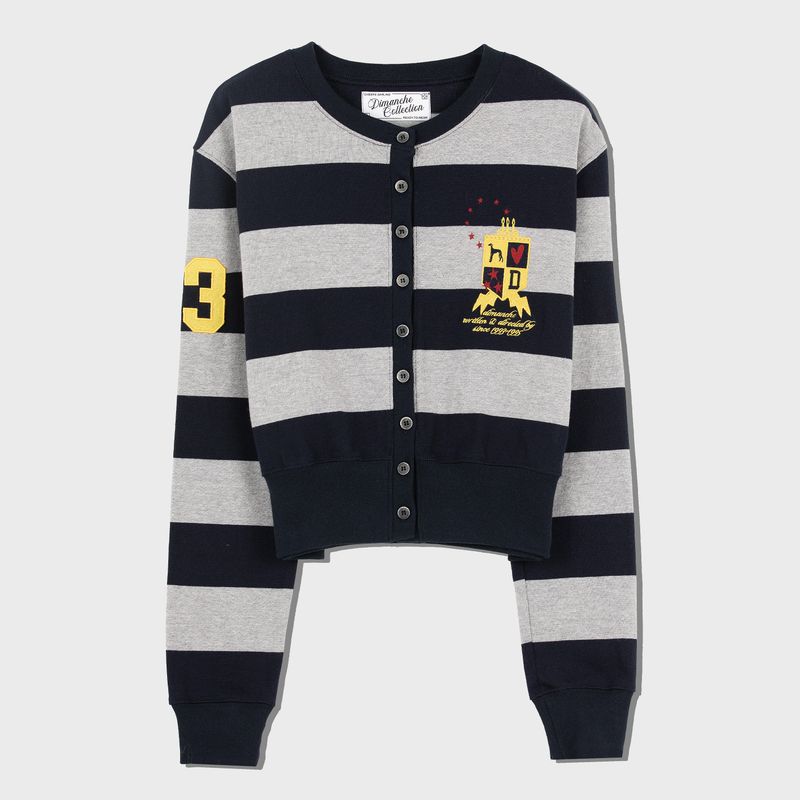 CLASSIC CARDIGAN (NAVY/GREY STRIPE)