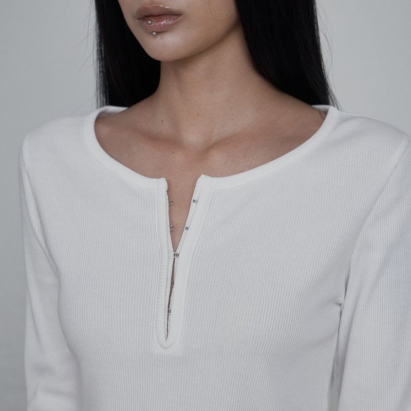 C HOOK FRONT OPEN T-SHIRT_WHITE