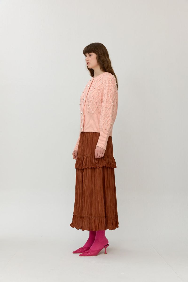 Pearls cable cardigan