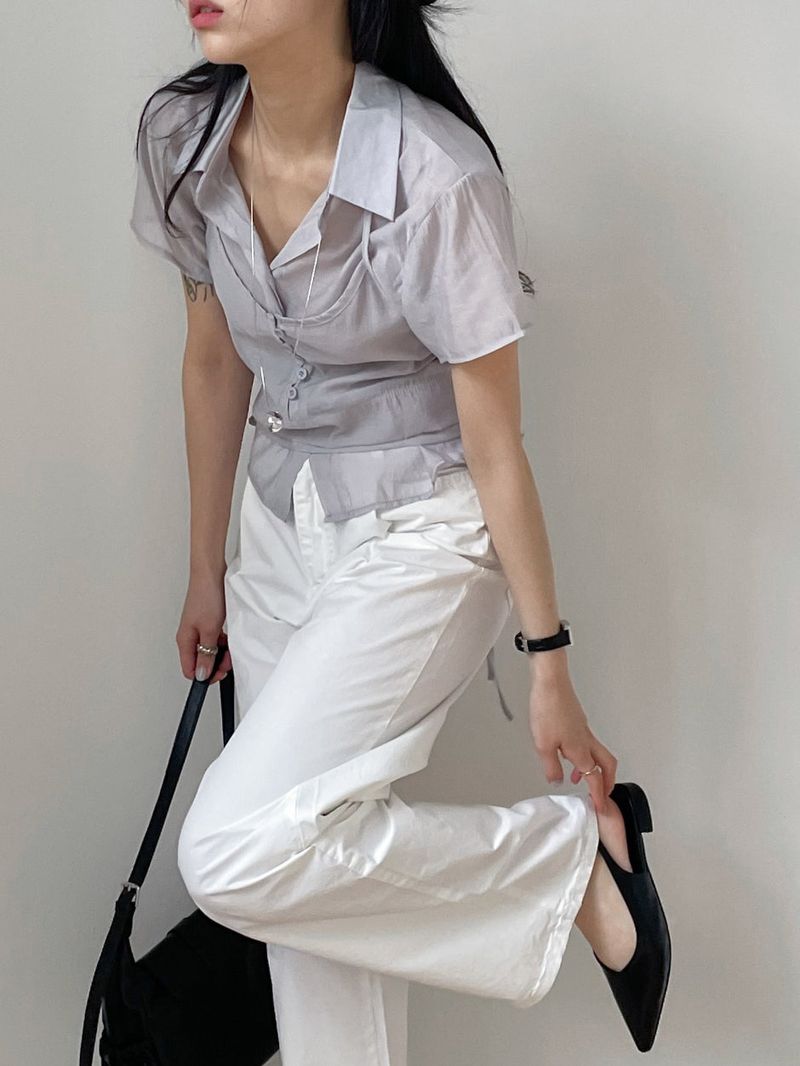 [Bustier SET] Light Halter See-through Blouse