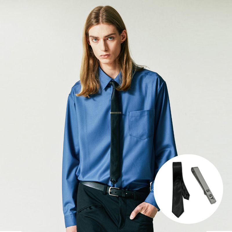 S SY（エスエスワイ）の「[SILM TIE+CLIP SET] FINE TWILL TIP SHIRT BLUE（Tops）」