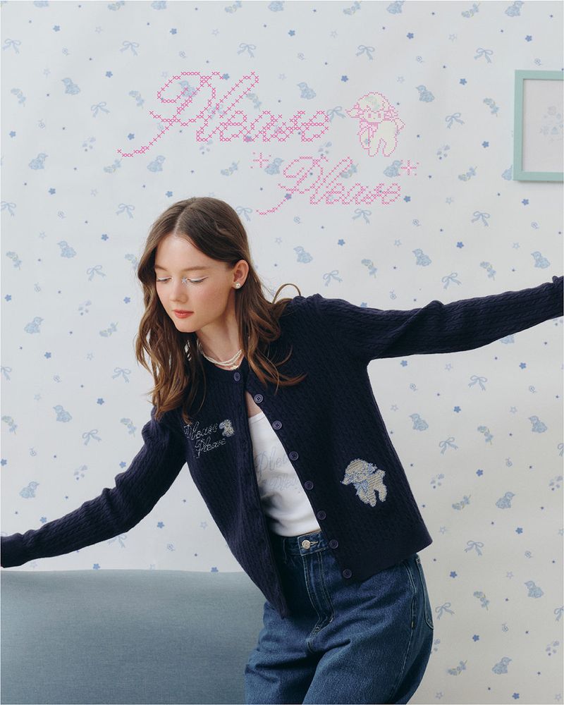 JELLYPLEASE（ジェリープリーズ）の「Jellambie cardigan | with cross stitch embroidery（Tops）」