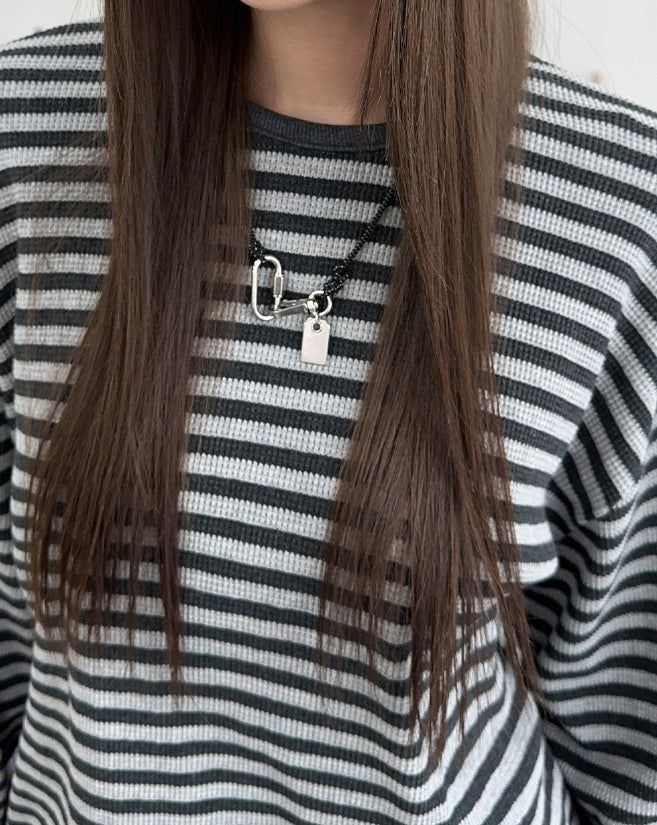 Iken Striped Waffle Crop Top