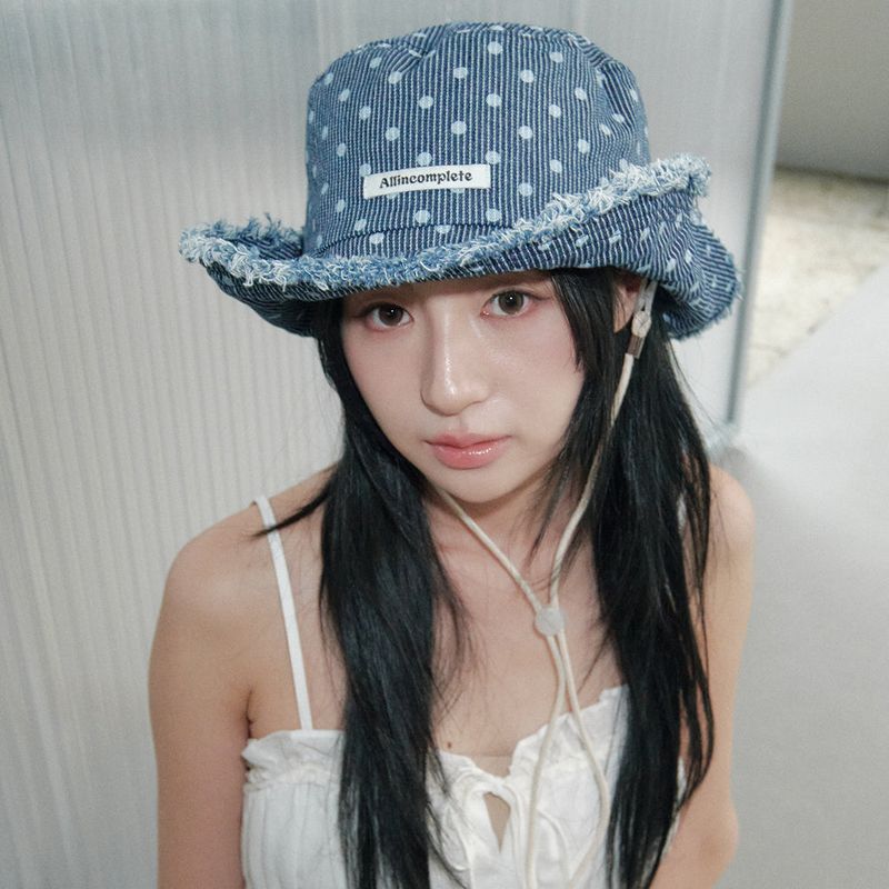Dot Stripe Denim Safari Hat