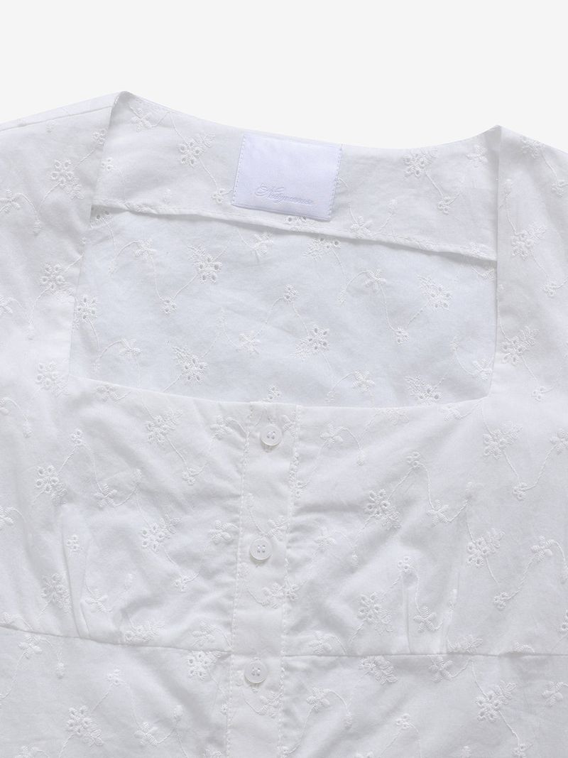 Floral square blouse (Ivory)