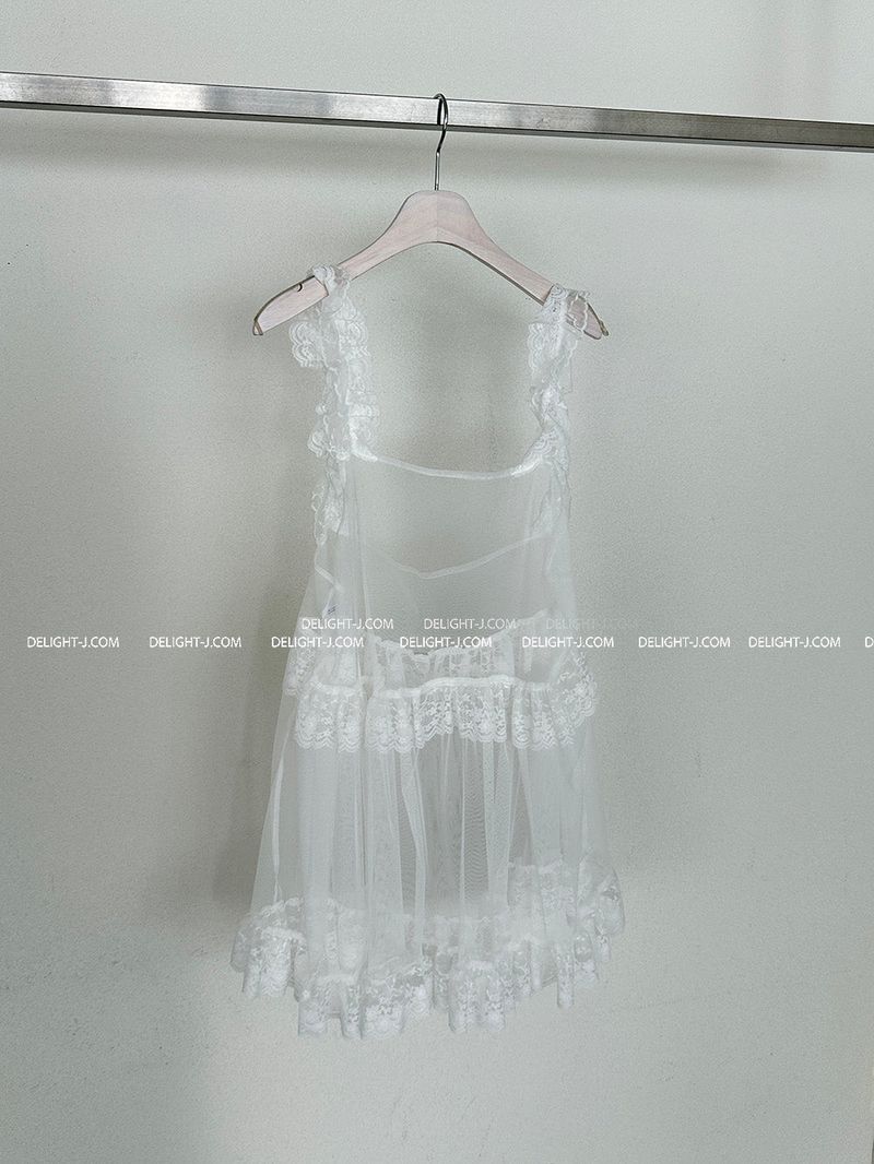 see-through layered frill mini dress