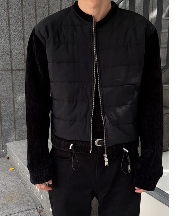 [F/W] Velvet crop padding cardigan(2color)