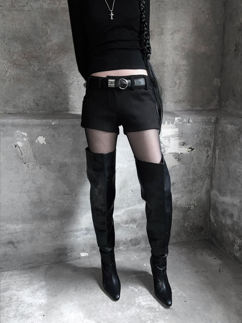 low-rise wool shorts (2color)