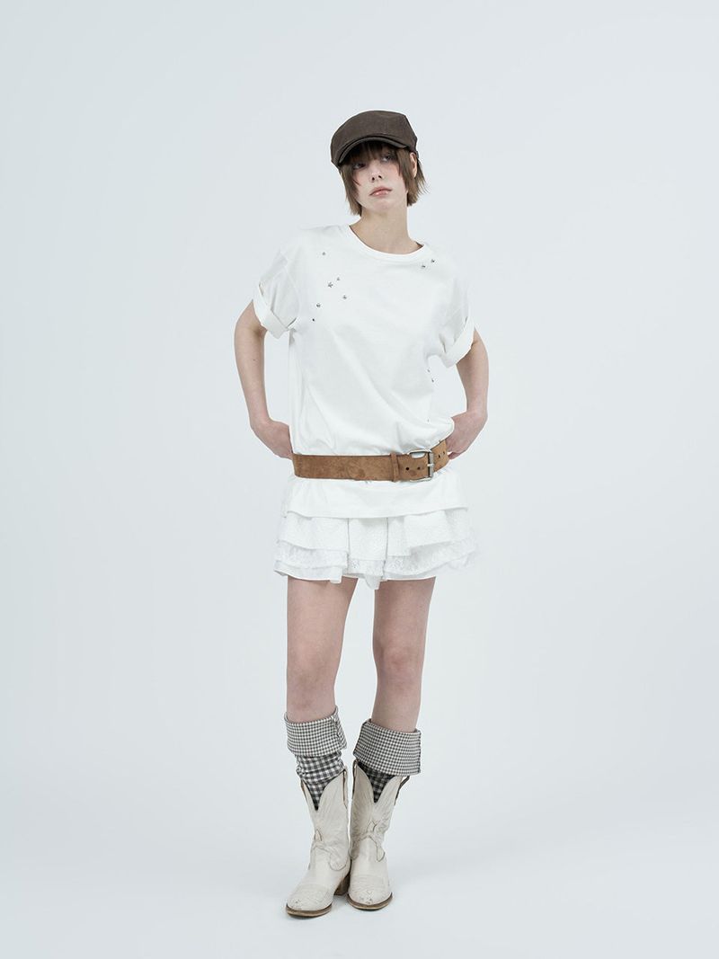 leo lace can-can skirt / white