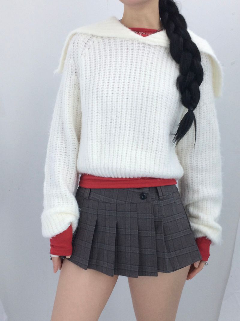 Shoulder collar loose knitwear