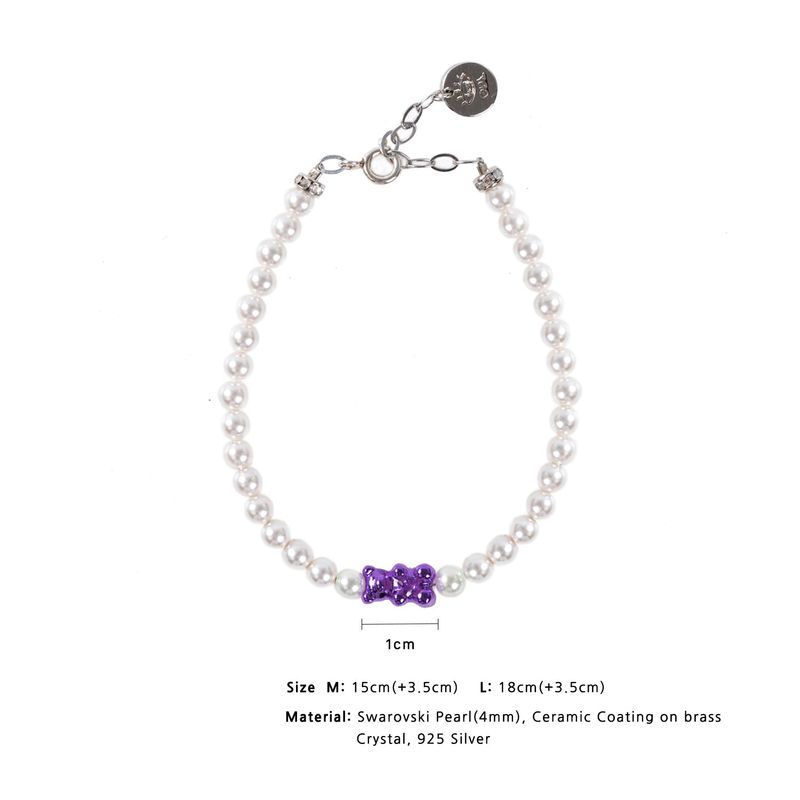 Petit Bear Pearl Bracelet_Purple