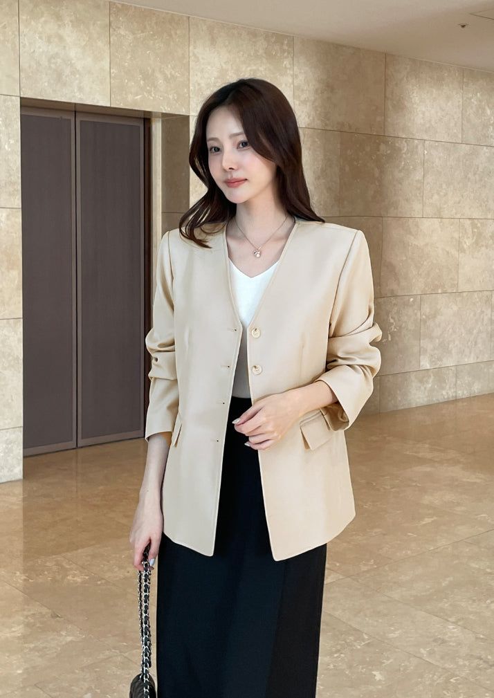 iam mari（アイアム マリ）の「Illy V-neck No Collar Jacket (Belt set)（Jackets/Outerwear）」