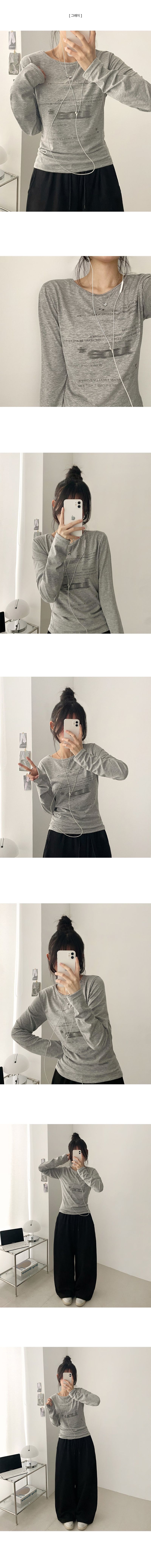 Melo gradient Lettering Slim Round Long Sleeve Tee