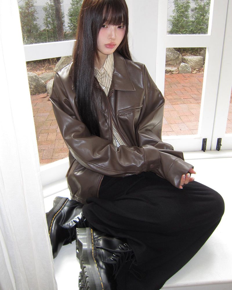 Kbon Oversized Leather Jumper
