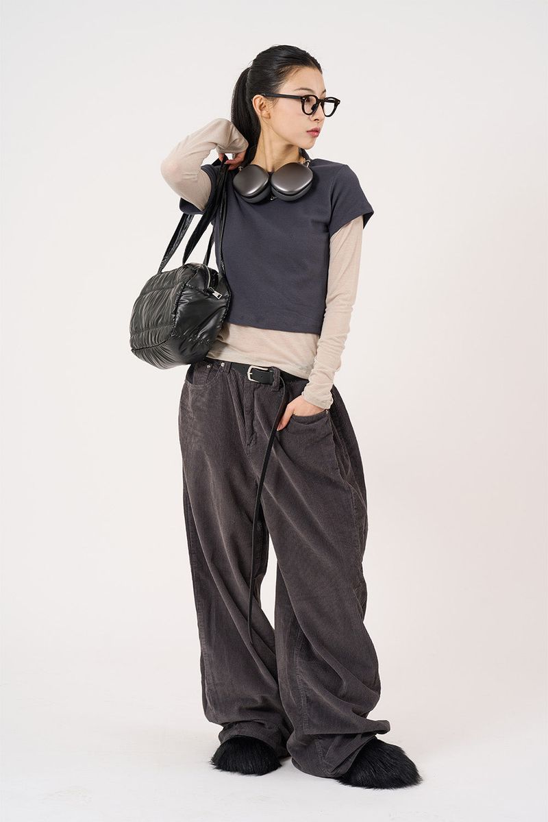 Padded glossy leather shoulder bag