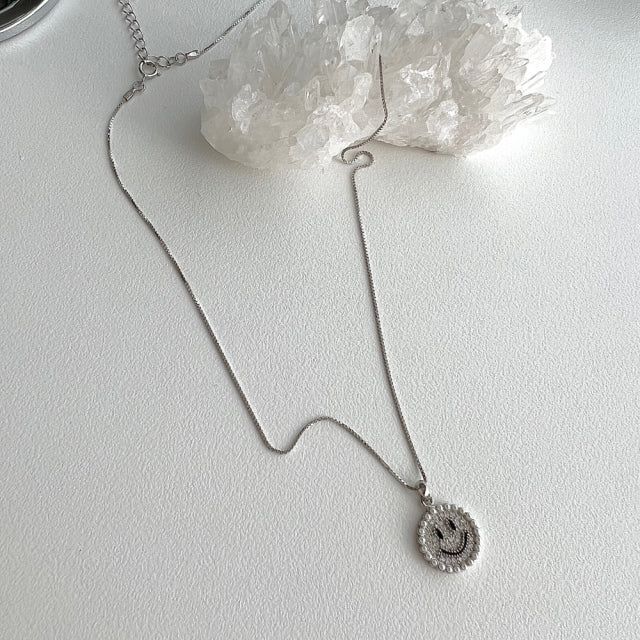 mmi Silver 925 Pearl Cubic Kit Smile Coin Handmade Necklace