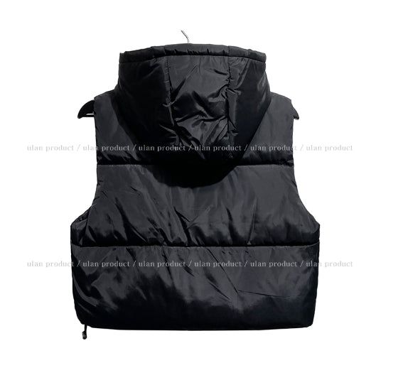 Haen crop hooded vest padded jacket