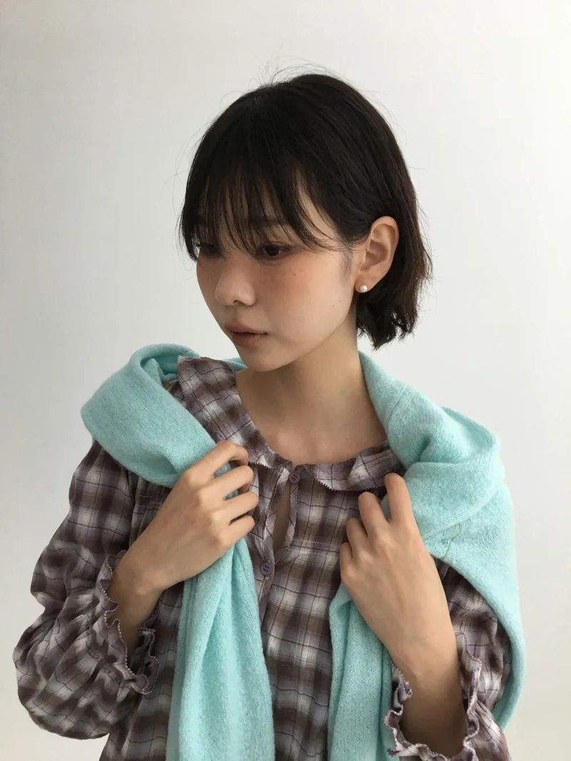 Dinf Frill Check Blouse (1color)