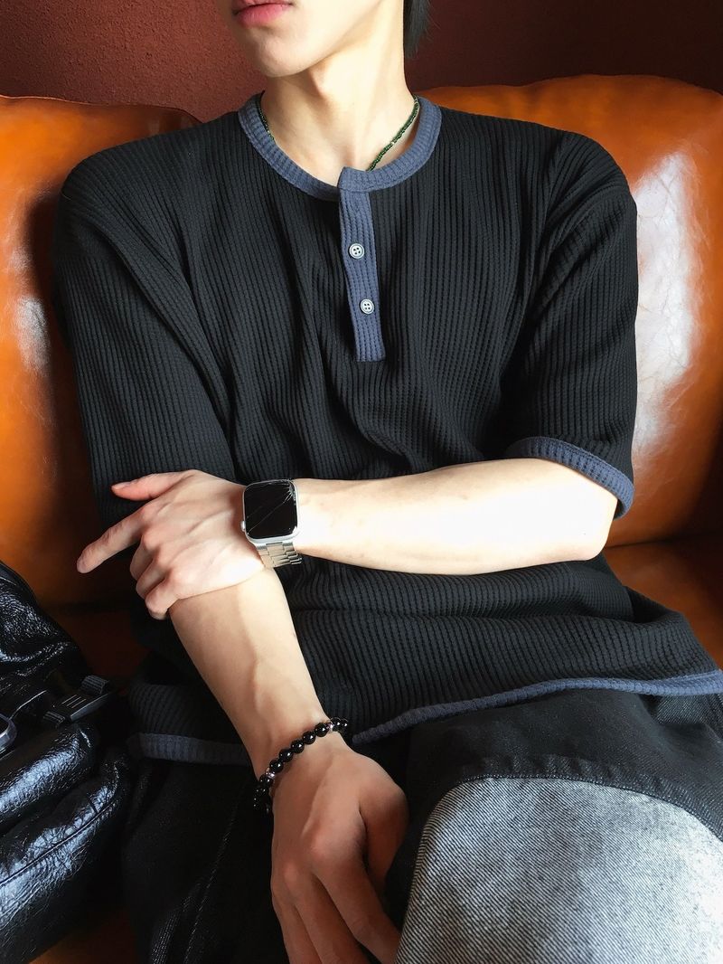 DISCERNMENT（ディサーンメント）の「Cumin Waffle Henley Neck Short Sleeve T-Shirt 5C（Tops）」