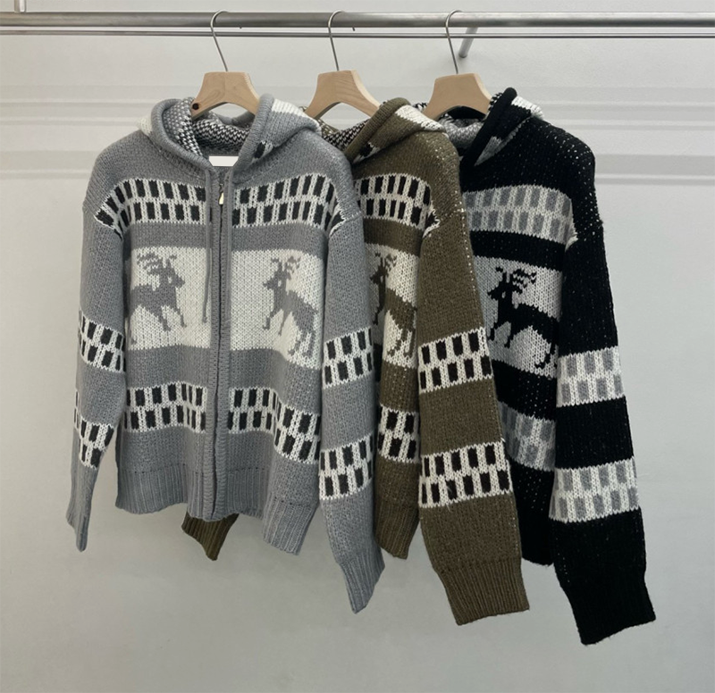 ASCLO Deer Hood Zip Up Knit (3color)