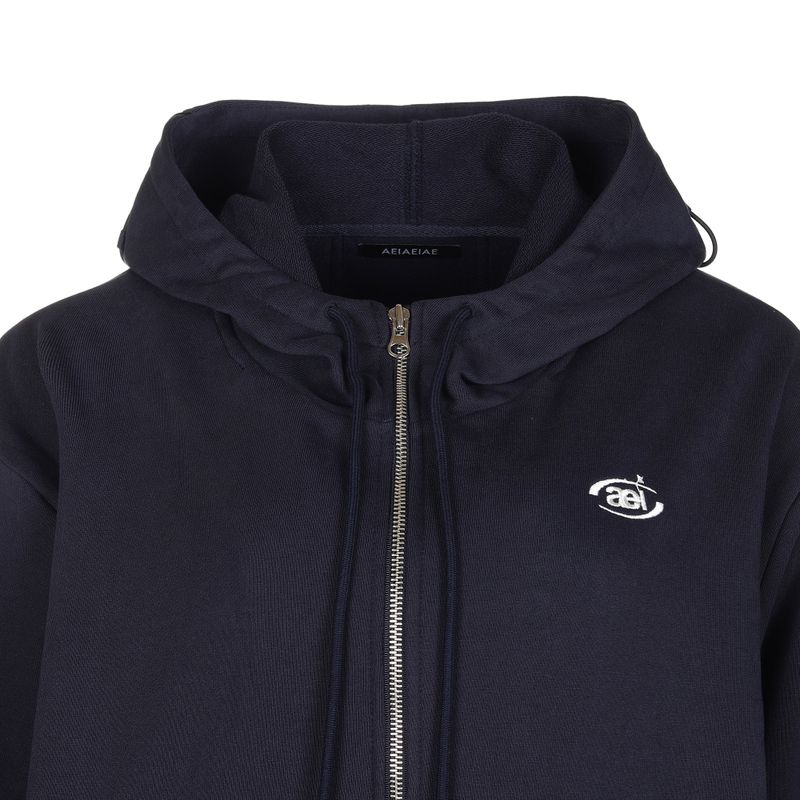 LAYERED STRING HOODIE ZIP-UP [NAVY]