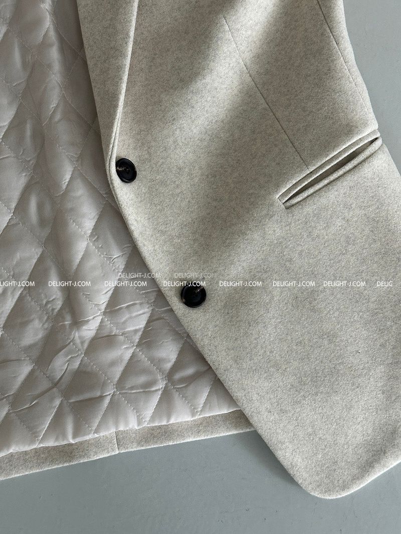 Boxy Oversized Fit Quilted Wool Jacket