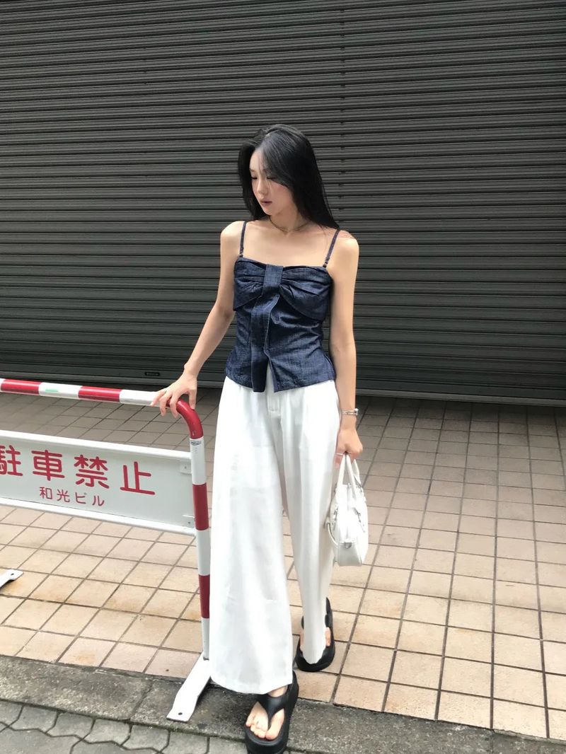 Mille Back Banding Wide Pintuck Long Pants
