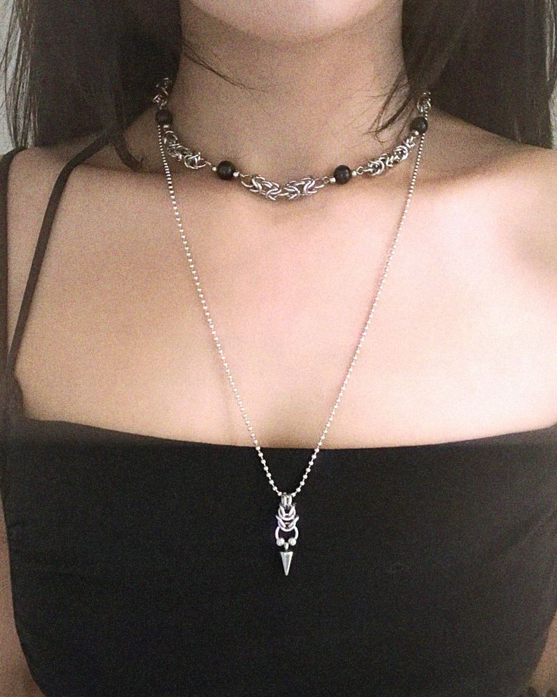 Black Onyx O-ring Connection Necklace