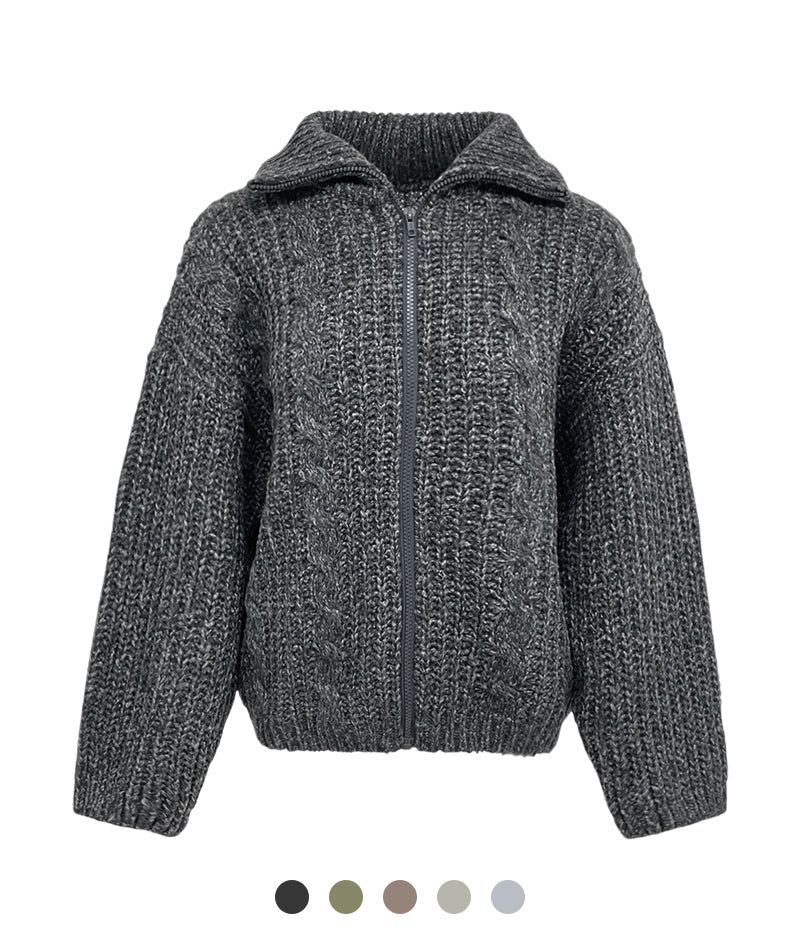 Cozy&Kitsch(コージーアンドキッチ)の「Brook Cable Knit Zip-Up(Tops)」