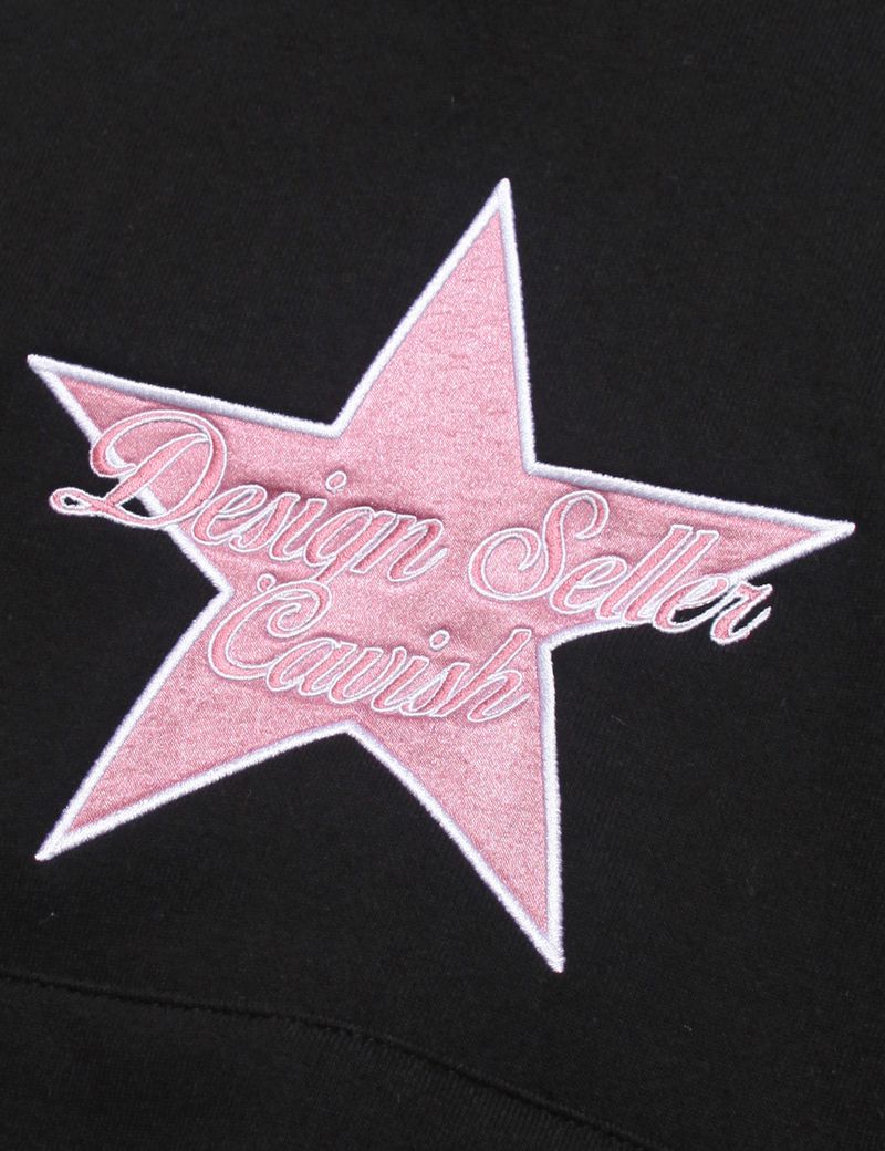 W STAR LOGO CROPPED HOODIE BLACK(CV2CFFM401A)